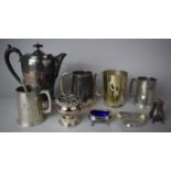 A Collection of Various Metalwares to Include Silver Plated Coffee Pot With Engraved Monogram,