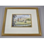 A Framed Print of a Castle, 17cm Wide