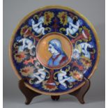 A Lustre Faience Charger Decorated with Portrait of 17th Century Gent/Cavalier and Bordered by