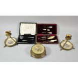 A Mid 20th Century Three Piece Dressing Table Set Together with a Cased Manicure Set and Christening