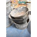 Three Galvanised Coal Buckets, Coal Scuttle AF