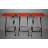 A Set of Three Vintage Metal Framed Stools