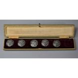 A Set of Cased Silver Buttons, Birmingham 1904