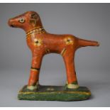 An Indian Carved Wooden Study of a Dog with Original Polychrome Painted Decoration