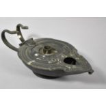 An Egyptian Style Souvenir Aladdin Style Lamp with Snake Handles and Pharaoh Moulding to Lid, 18cm