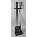 A Modern Wrought Iron Long Handled Fire Companion Set, 71cm High