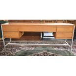 A 1960's Teak Dressing Table Base with Centre Long Drawers Flanked by Two Short Drawers Either Side,