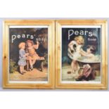 Two Reproduction Pears Soap Prints, Each in Pine Frames, 63cm high