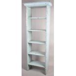 A Vintage Blue Painted Five Shelf Open Bookcase, 54cm Wide