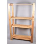 A Modern Pine Four Shelf Open Storage Rack, 83cm Wide
