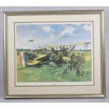 A Large Framed Terence Cuneo RAF Print, First Air Post (Folkstone/Koln 1919) Signed by the Artist in