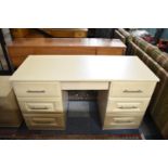 A Late 20th Century Kneehole Dressing Table with Centre Drawer Flanked by Three Drawers Either Side,