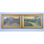 A Pair of Framed Naive Oils on Board, "Victoria Bridge, Oxford" and "Streatley" by J Collinge