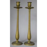 A Pair of Tall Brass Candle Sticks, 41cm high