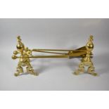A Late 19th/Early 20th Century Brass Fireside Set Comprising Pair of Dogs and Three Long Handled
