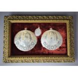 A Gilt Framed Collection of Three Mother of Pearl Carved and Pierced Shells Depicting Religious