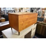 A 1970's Rectangular Box Ottoman with Hinged Lifting Lid, Water Stain to Top, 101cm wide