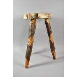 A Rustic Three Legged Stool, Formed From a Section of Silver Birch, 45cm high