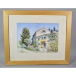 A Framed Watercolor, Simiane La Rotonde, Provence by Mike Spooner, 27cm wide