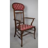 An Edwardian Inlaid Mahogany Ladies Armchair on Front Cabriole Supports