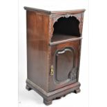An Edwardian Mahogany Bedside Cabinet with Panelled Door and Open Top Storage, 82cm high
