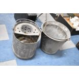 Two Galvanized Buckets and a Mop Bucket