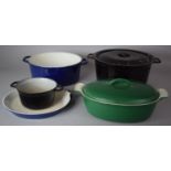 A Collection of Various Enamelled Cooking Pans