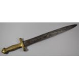 A Brass Handled Short Sword with Ribbed Grip, no.79, 48cm Blade