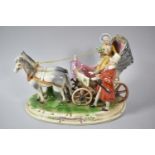 A German Porcelain Figure Group Depicting Gent and Lady with Coach and Horses, c.1950's, 23cm Long