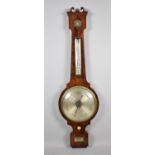 A Victorian Mahogany Cased Wheel Barometer with Silvered Dial, Thermometer and Hygrometer, Base