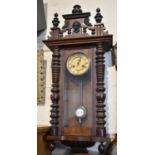 A Vienna Style Wall Clock with Half Pilaster Decoration, Eight Day Movement