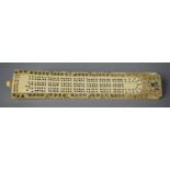 A 19th Century Cantonese Ivory Cribbage Board Having Inner Store Containing Coloured and Plain Peg