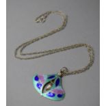 A Silver and Enamelled Pendant on Silver Chain