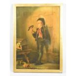 A Framed Victorian Print Depicting Street Urchin Whistling at Bird, 48cm wide