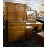 A Mid 20th Century Five Piece Bedroom Suite Comprising Double Wardrobe, Dressing Table, Bedside