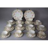 A Edwardian Floral Pattern Teaset to Comprise Two Cake Plates, Ten Side Plates, Twelve Saucers,