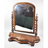 A Large Victorian Mahogany Swing Dressing Table Mirror with Serpentine Base and Barley Twist