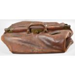 A Large Leather Gladstone Bag, Monogrammed RWR, Brass Clasp and Lock, 63cm wide
