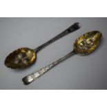 A Pair of Early Silver Berry Spoons, London Hallmarks, Unclear