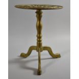 A Heavy Late 19th Century Brass Circular Topped Trivet Stand with Pierced Decoration,Tripod