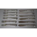 A Collection Silver Plated Pistol Grip Fish Knives and Forks