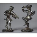 Two Continental Silver Figures Depicting Violinist and Dancer, 7cm high