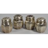 A Set of Four Miniature Sterling Silver Peppers of Octagonal Baluster Form, 2.5cm high