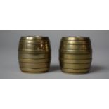 A Pair of Bronze Barrel Shaped Match Holders Each 4cm high