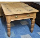 A Late 19th Century Pine Scrub Top Rectangular Kitchen Table on Turned Supports, 129cm X 95cm