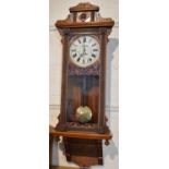 An American Vienna Style Wall Clock, the Painted Dial Inscribed H Brown Shrewsbury, 111cm high