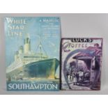 Two Reproduction Printed Signs for White Star Line and Luck's French Coffee, White Star 55x40cm