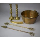 A Collection of Various Brasswares to include Brass Jam Pan, Brass Shoe Horn, Fire Pokers, Pair of