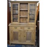 A Stripped Edwardian Pine and Satinwood Kitchen Cabinet, The Base with Two Drawers Over Cupboards,
