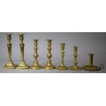 A Collection of Various 18th/19th Century Brass Candlesticks to include Two Pairs of 19th Century